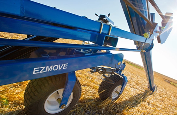 Thumbnail forEZMOVE-equipped Brandt auger for enhanced maneuverability and reduced setup time in field operations.