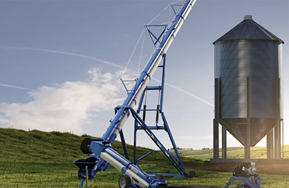 Brandt GrainDeck system with integrated auger, designed for fast, efficient grain transfer into storage silos.