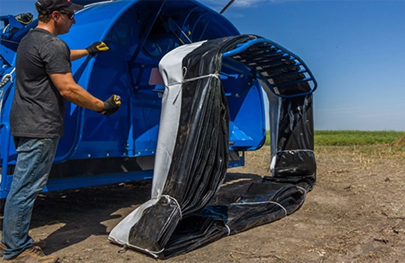 Brandt GrainBagger with easy-to-install bagging system, engineered for rapid grain storage in the field.